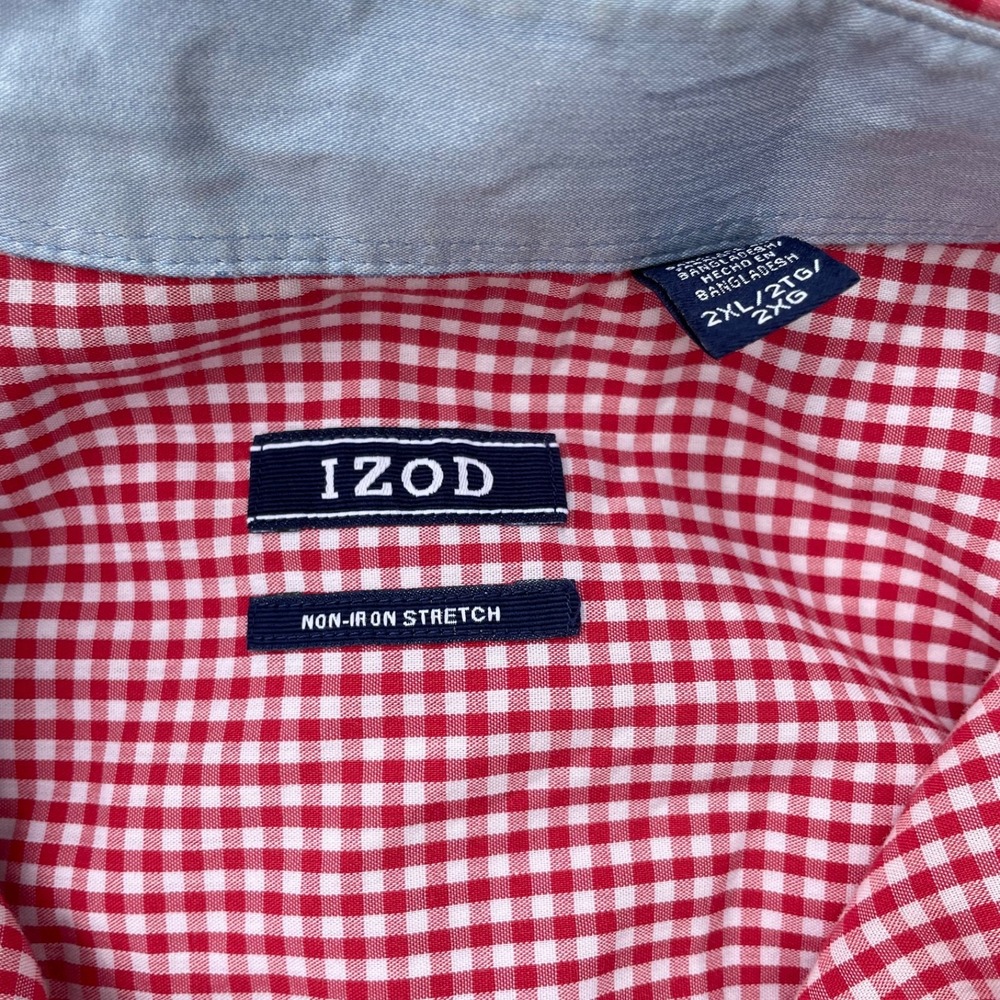 Izod Shirt Mens 2XL Pink Plaid Long Sleeve Button Down Cotton Blend - Picture 4 of 6